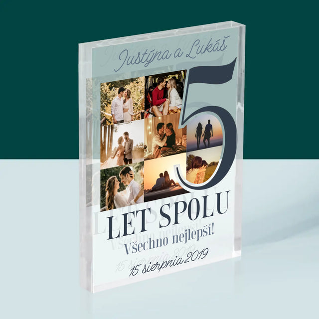 Fotokoláž: 5. Výročí - Akrylový Blok