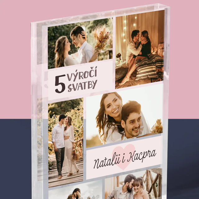 Fotokoláž: 5. Výročí - Akrylový Blok