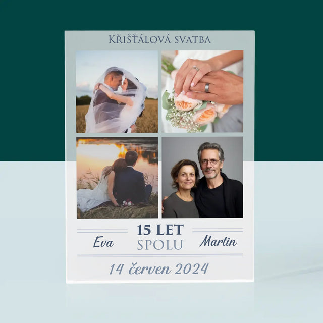 Fotokoláž: Křišťálová Svatba - Akrylový Blok