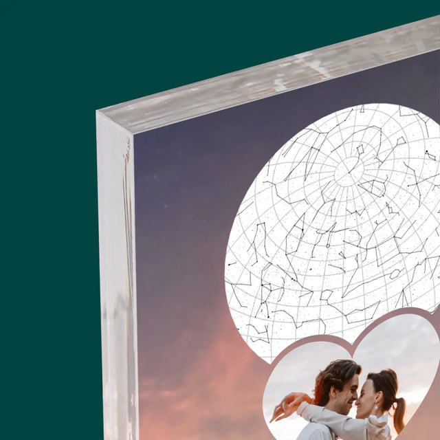 Hvězdná Mapa: Zamilovaný Pár Na Horách - Akrylový Blok