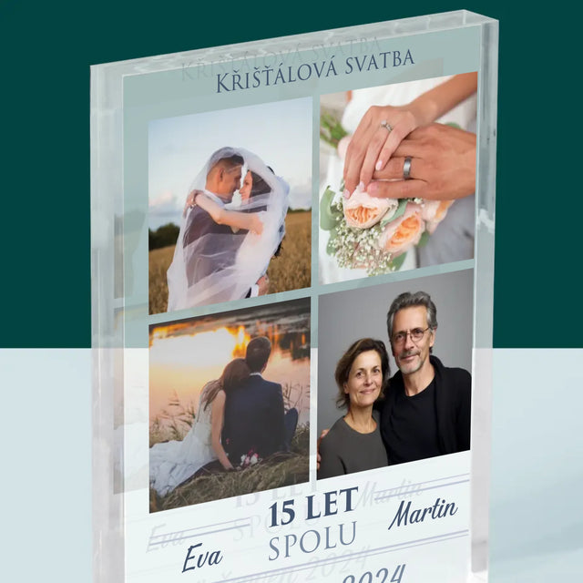 Fotokoláž: Křišťálová Svatba - Akrylový Blok