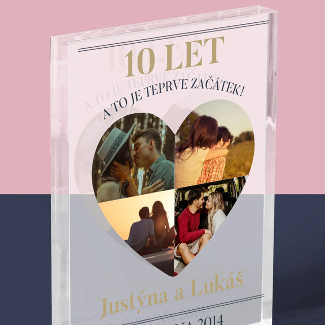 Tvar Z Fotek: Výročí Srdce - Akrylový Blok