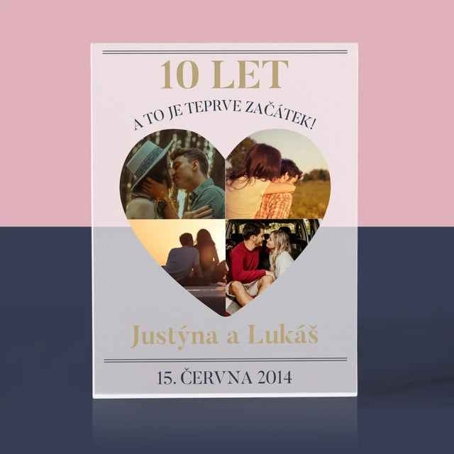 Tvar Z Fotek: Výročí Srdce - Akrylový Blok