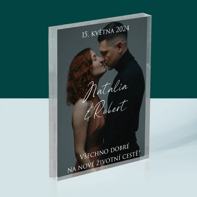 Fotka A Textem: Svatební Fotka Přání - Akrylový Blok