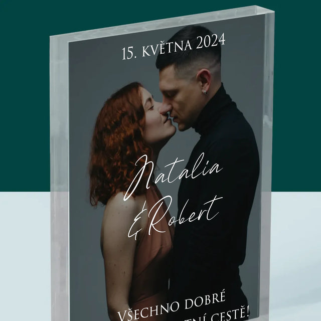 Fotka A Textem: Svatební Fotka Přání - Akrylový Blok