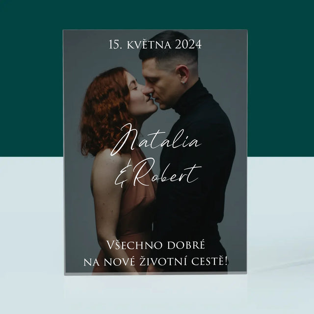 Fotka A Textem: Svatební Fotka Přání - Akrylový Blok