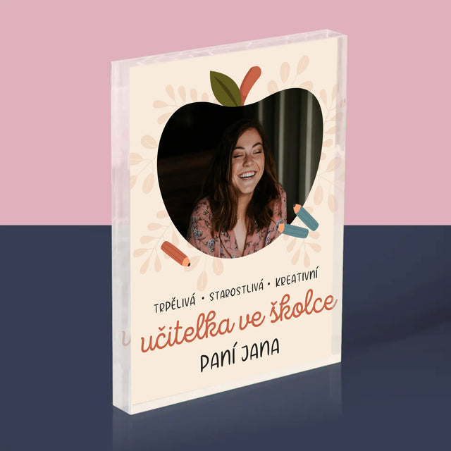 Fotka A Textem: Učitelka Ve Školce - Akrylový Blok