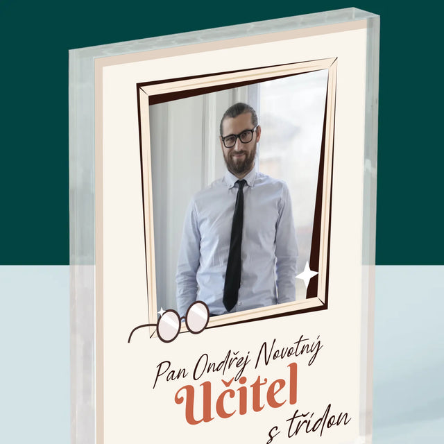 Fotka A Textem: Učitel S Třídou - Akrylový Blok