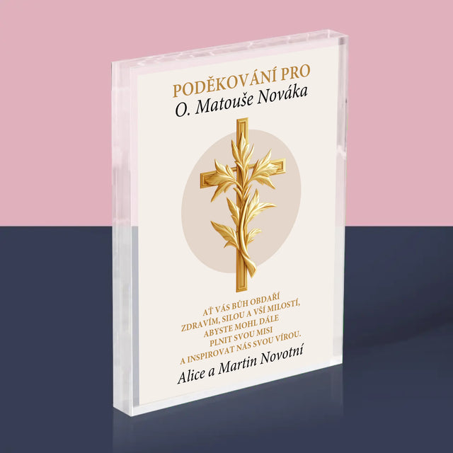 Jméno A Nápis: Poděkování Pro Kněze - Akrylový Blok