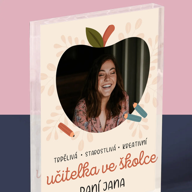 Fotka A Textem: Učitelka Ve Školce - Akrylový Blok