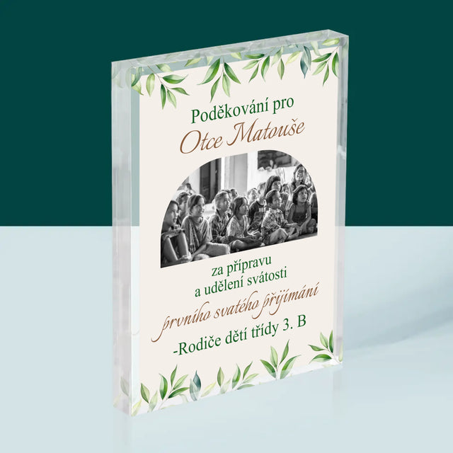 Fotka A Textem: Poděkování Pro Kněze Přijímání - Akrylový Blok