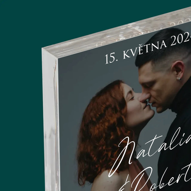 Fotka A Textem: Svatební Fotka Přání - Akrylový Blok