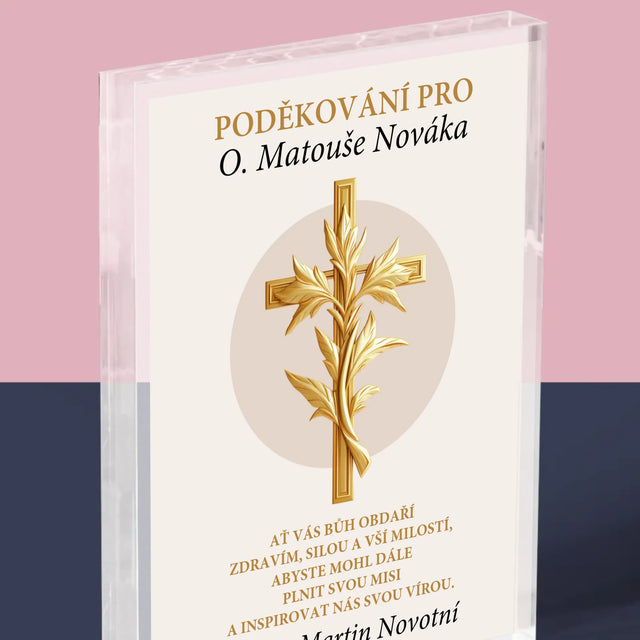 Jméno A Nápis: Poděkování Pro Kněze - Akrylový Blok
