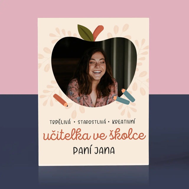 Fotka A Textem: Učitelka Ve Školce - Akrylový Blok