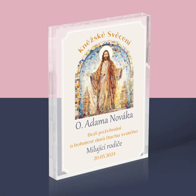 Jméno A Nápis: Kněžské Svěcení - Akrylový Blok