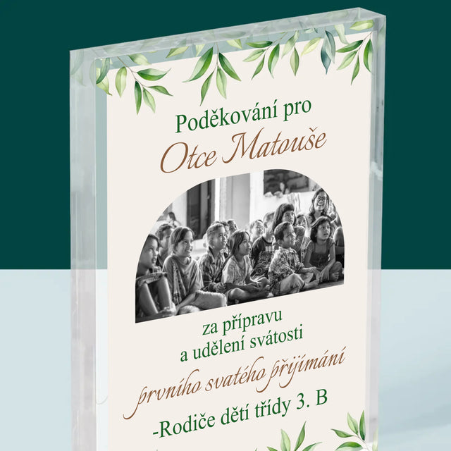 Fotka A Textem: Poděkování Pro Kněze Přijímání - Akrylový Blok