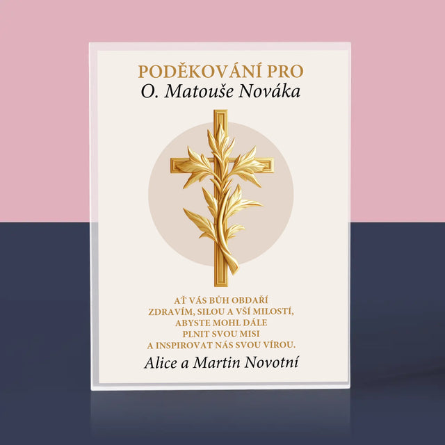 Jméno A Nápis: Poděkování Pro Kněze - Akrylový Blok