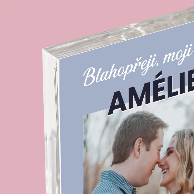 Fotka A Textem: Svatební Blahopřání - Akrylový Blok