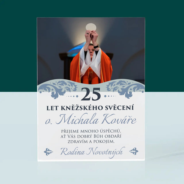 Fotka A Textem: Jubileum Kněžského Svěcení - Akrylový Blok