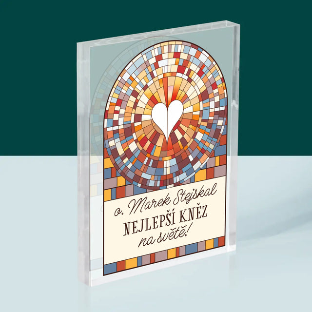 Jméno A Nápis: Nejlepší Kněz Na Světě - Akrylový Blok