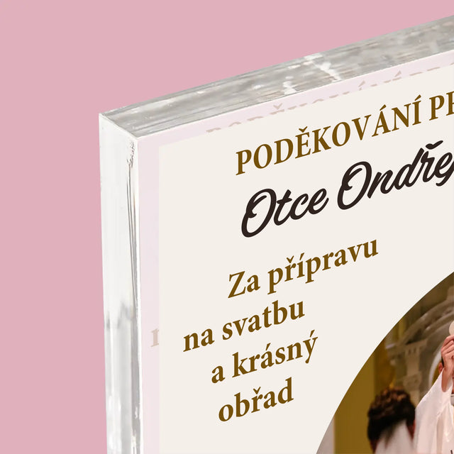 Fotka A Textem: Poděkování Pro Kněze Svatba - Akrylový Blok