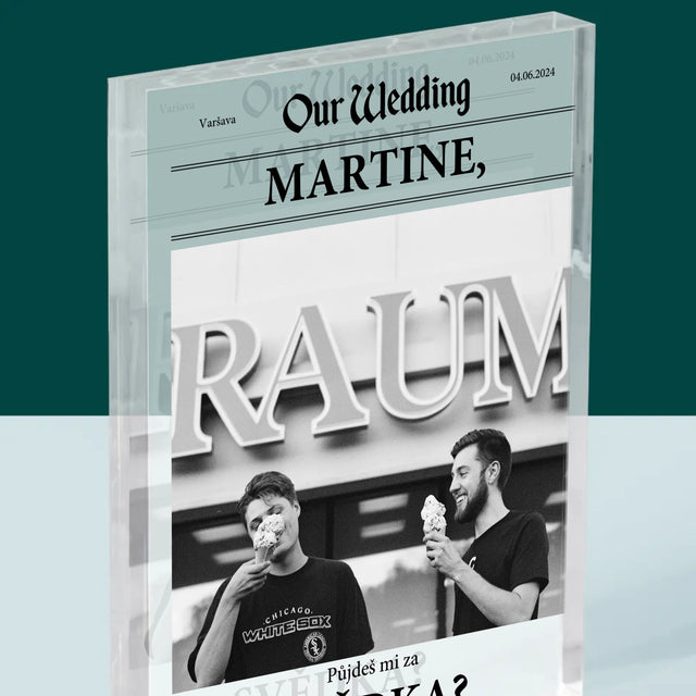 Fotka A Textem: Our Wedding Svědek - Akrylový Blok