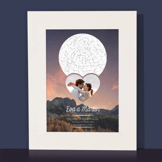 Hvězdná Mapa: Zamilovaný Pár Na Horách - Fotorámeček