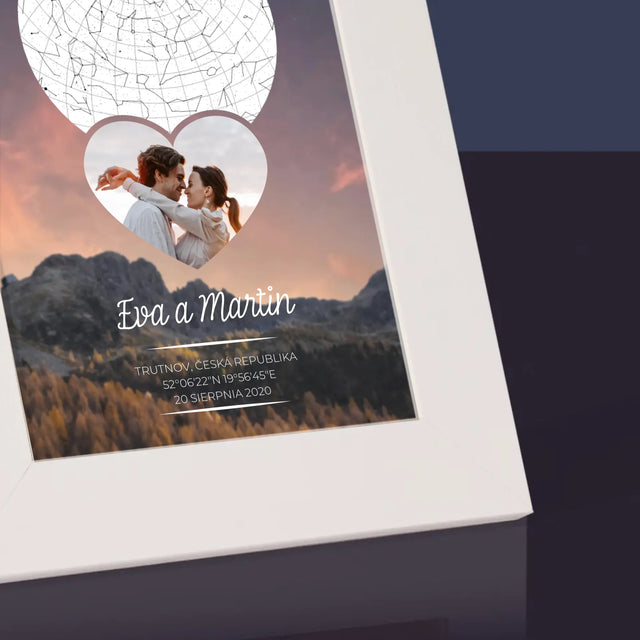 Hvězdná Mapa: Zamilovaný Pár Na Horách - Fotorámeček