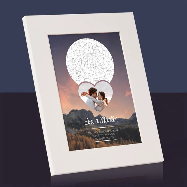 Hvězdná Mapa: Zamilovaný Pár Na Horách - Fotorámeček