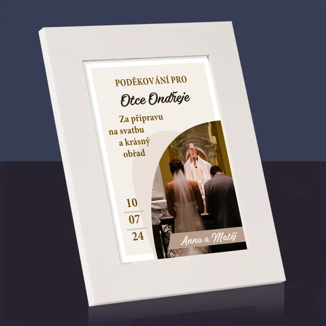Fotka A Textem: Poděkování Pro Kněze Svatba - Fotorámeček