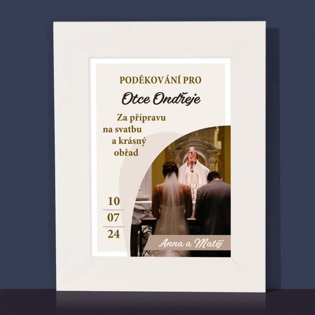 Fotka A Textem: Poděkování Pro Kněze Svatba - Fotorámeček