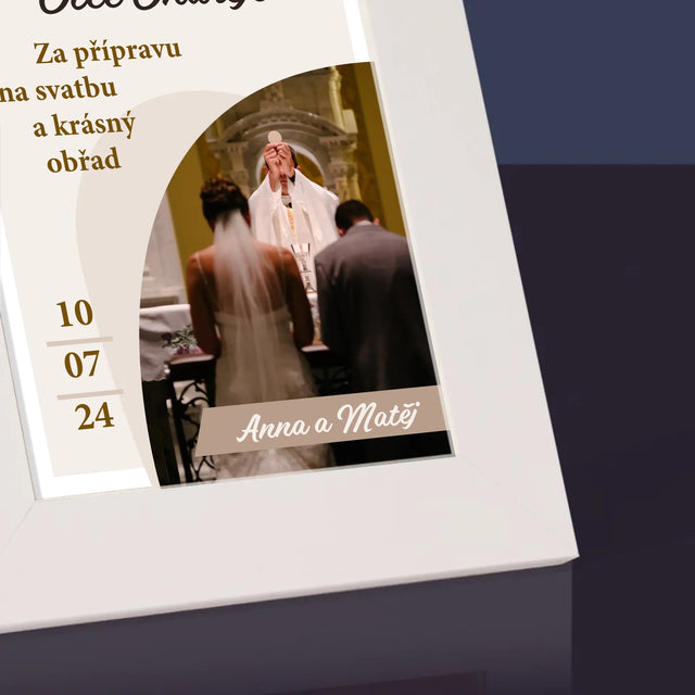 Fotka A Textem: Poděkování Pro Kněze Svatba - Fotorámeček