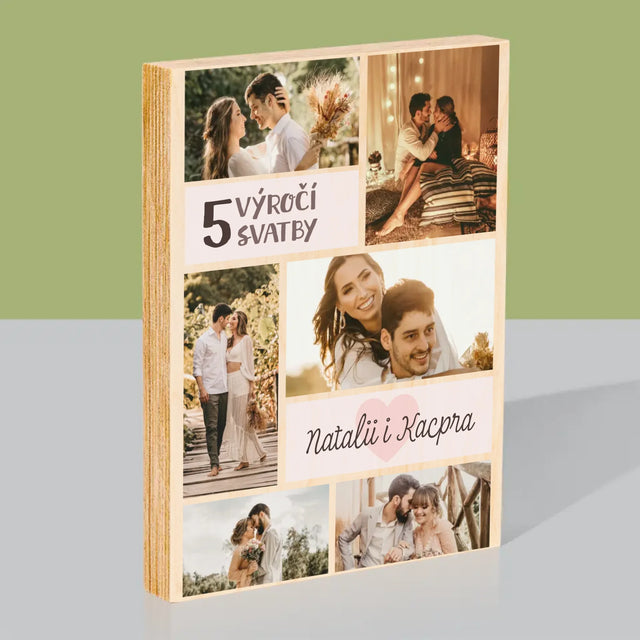 Fotokoláž: 5. Výročí - Tisk Na Dřevo