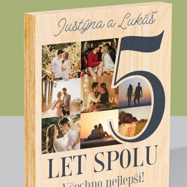 Fotokoláž: 5. Výročí - Tisk Na Dřevo