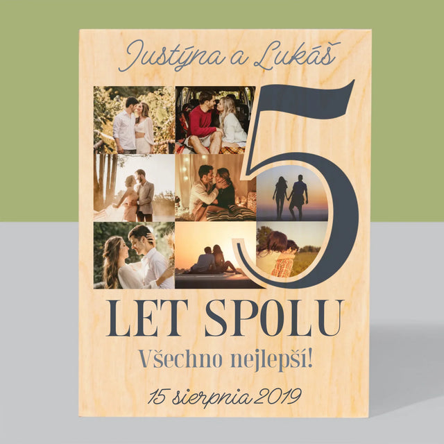 Fotokoláž: 5. Výročí - Tisk Na Dřevo