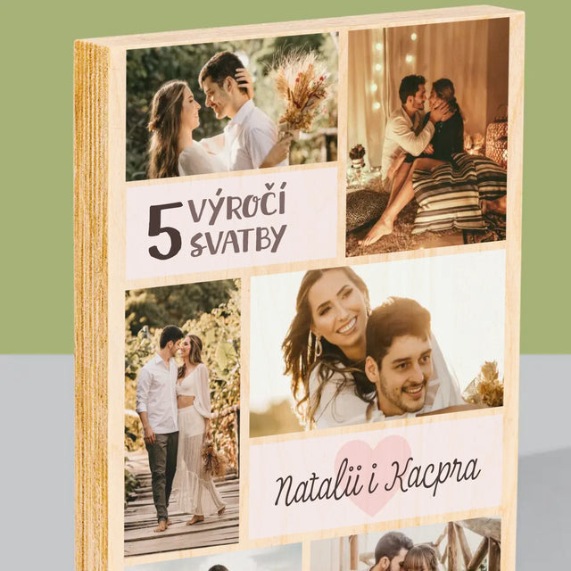 Fotokoláž: 5. Výročí - Tisk Na Dřevo