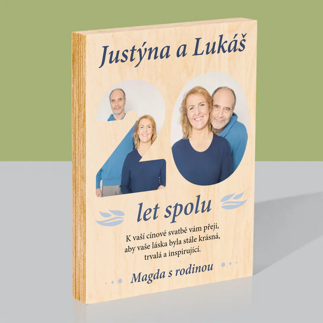 Slovo Z Fotek: 20 Let Spolu - Tisk Na Dřevo