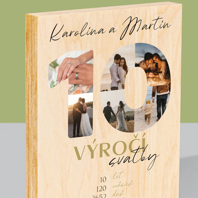 Slovo Z Fotek: 10. Výročí Svatby - Tisk Na Dřevo