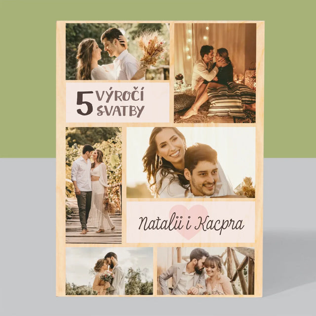 Fotokoláž: 5. Výročí - Tisk Na Dřevo