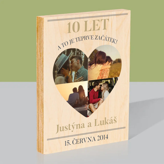 Tvar Z Fotek: Výročí Srdce - Tisk Na Dřevo