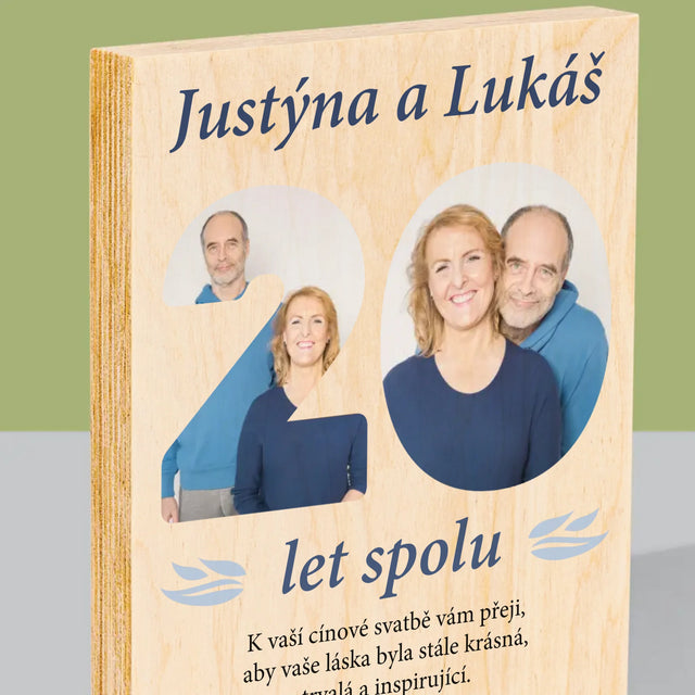 Slovo Z Fotek: 20 Let Spolu - Tisk Na Dřevo