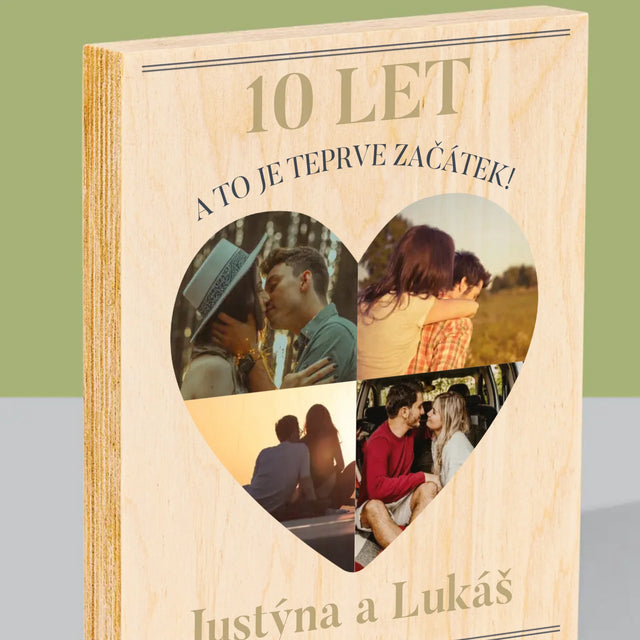 Tvar Z Fotek: Výročí Srdce - Tisk Na Dřevo