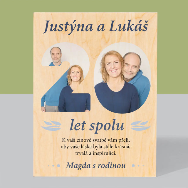 Slovo Z Fotek: 20 Let Spolu - Tisk Na Dřevo