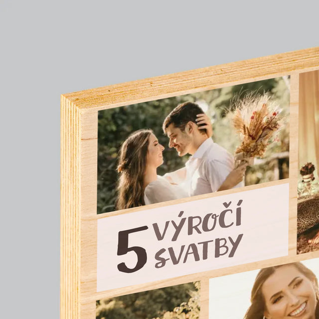 Fotokoláž: 5. Výročí - Tisk Na Dřevo