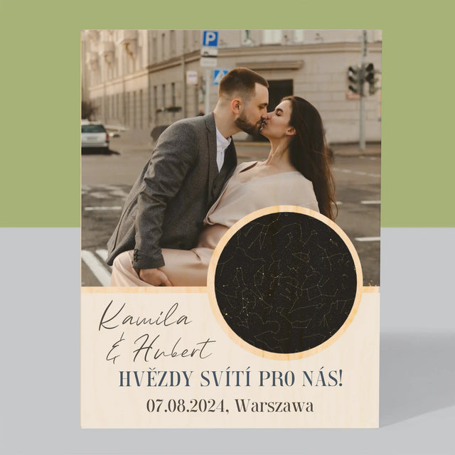 Hvězdná Mapa: Hvězdy Svítí Pro Nás - Tisk Na Dřevo