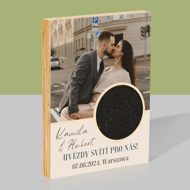 Hvězdná Mapa: Hvězdy Svítí Pro Nás - Tisk Na Dřevo