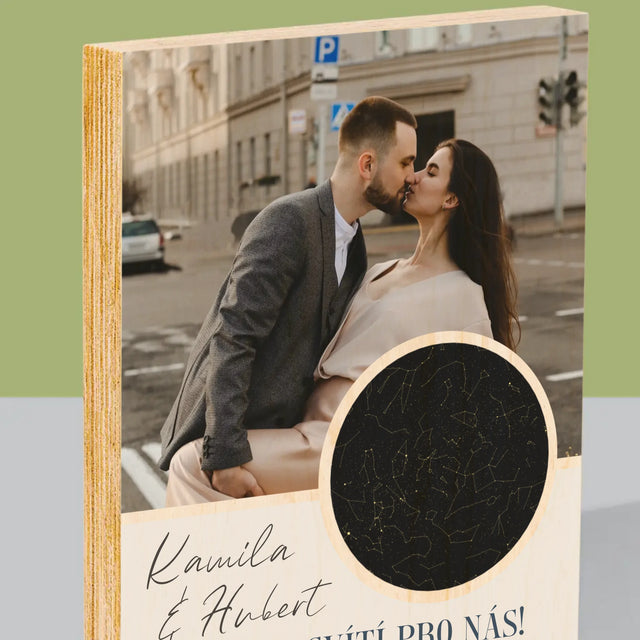 Hvězdná Mapa: Hvězdy Svítí Pro Nás - Tisk Na Dřevo