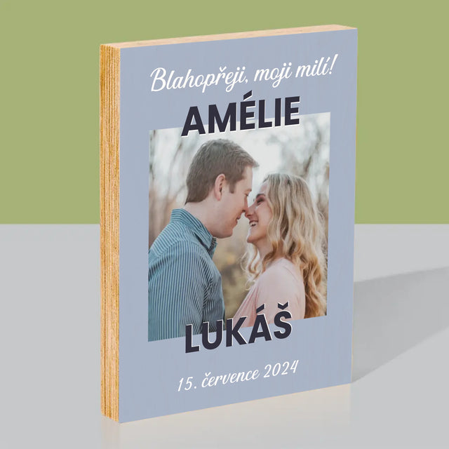 Fotka A Textem: Svatební Blahopřání - Tisk Na Dřevo