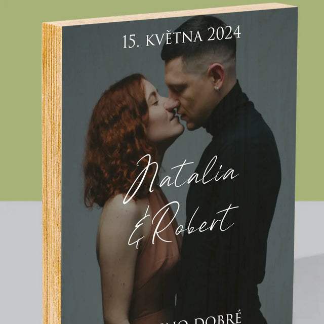 Fotka A Textem: Svatební Fotka Přání - Tisk Na Dřevo