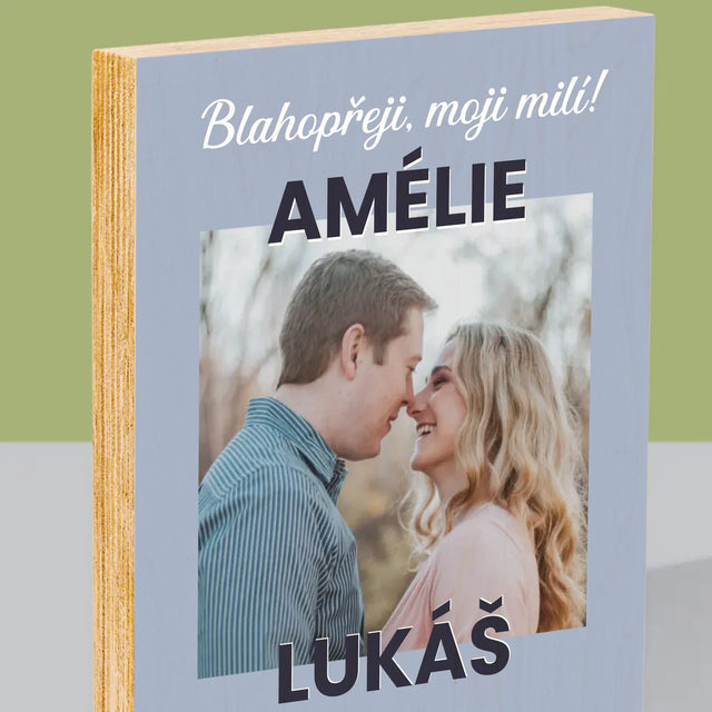 Fotka A Textem: Svatební Blahopřání - Tisk Na Dřevo